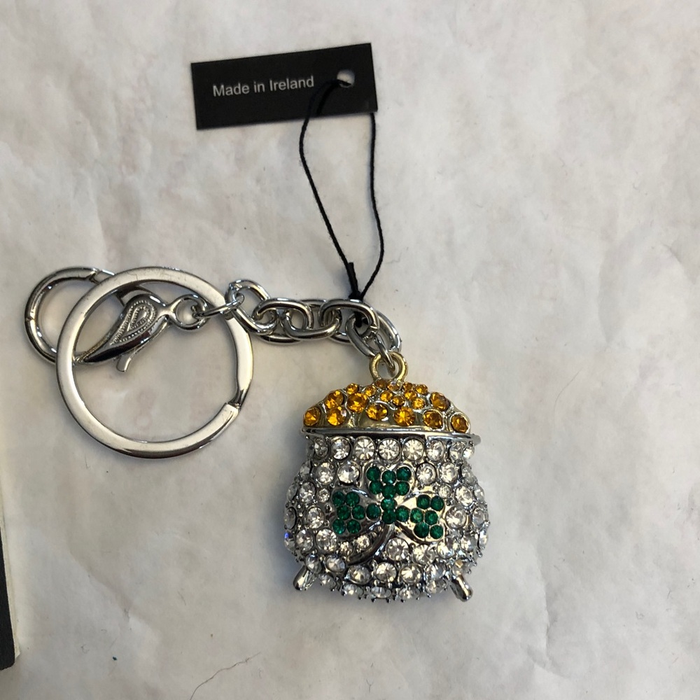 Killarney Crystal Pot of Gold Keychain - Made in Ireland NWT